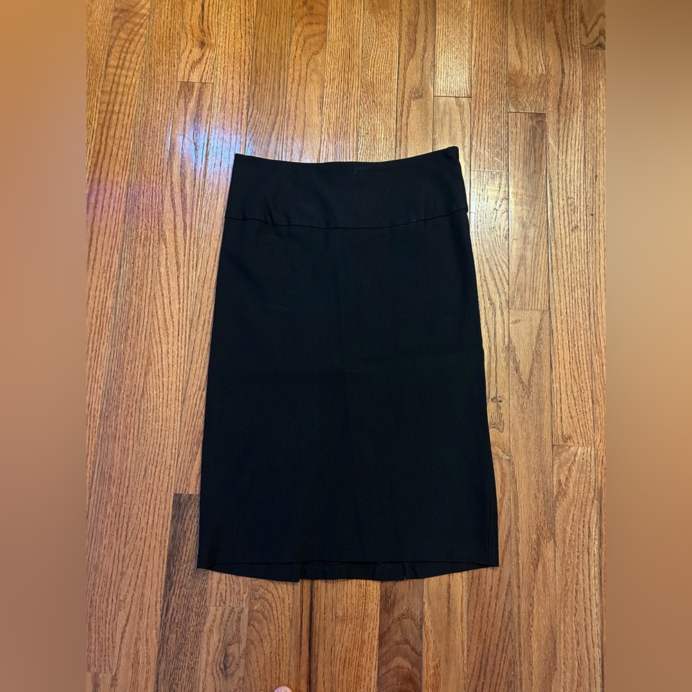 Lovely Day Black Stretch Skirt – Size Large, Soft Rayon Blend, Back Zipper